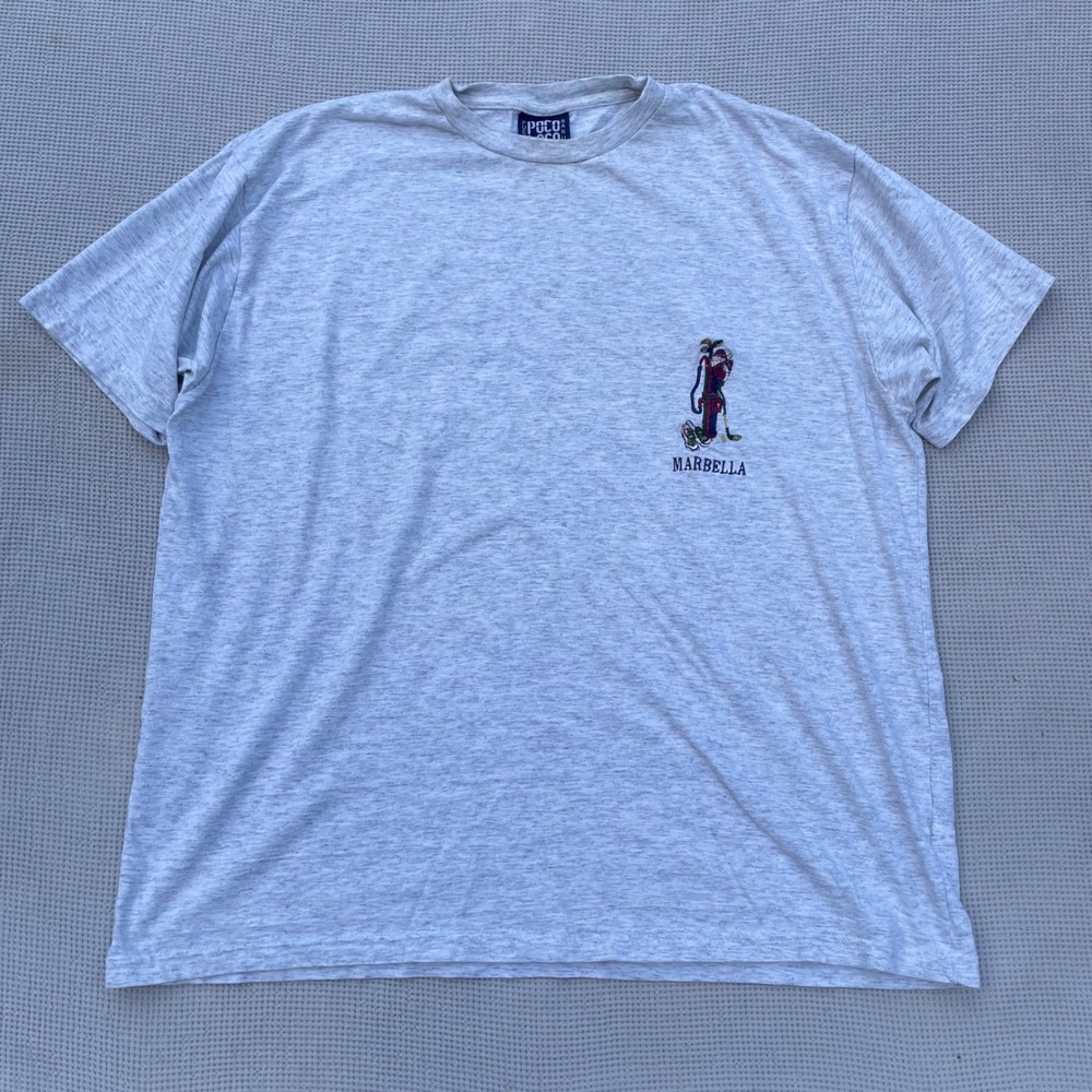Vintage Poco Loco Puerto Banus Marbella Golf T-Shirt Grey Heather XL